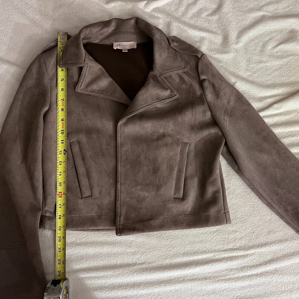 Anthropologie- Philosophy  Moto Jacket Faux Suede Women's Medium Brown